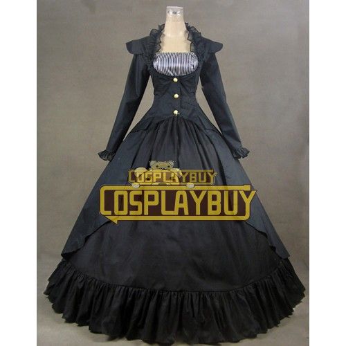 Victorian Lolita Reenactment Stage Punk Lolita Dress Black
