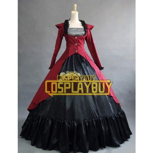 Victorian Lolita Reenactment Stage Punk Lolita Dress Burgundy
