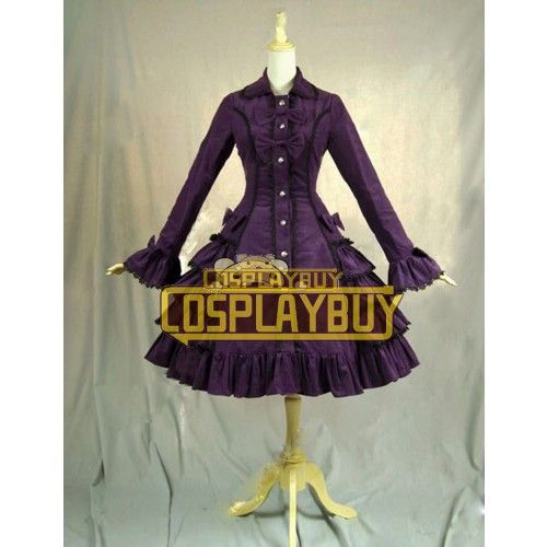 Victorian Lolita Reenactment Stage Steampunk Coat Gothic Lolita Dress Purple