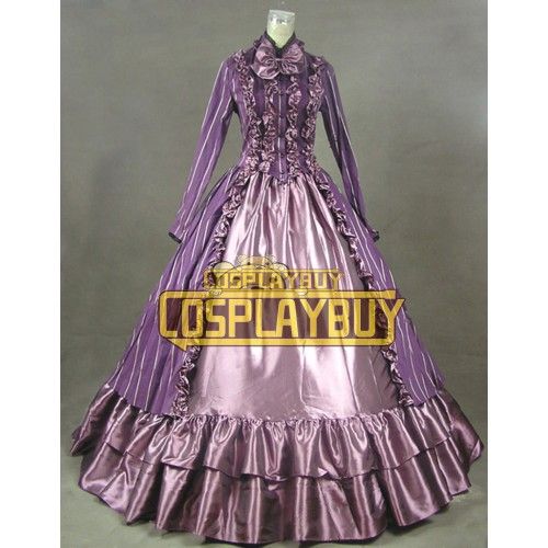 Victorian Lolita Renaissance Gothic Lolita Dress Purple Strip