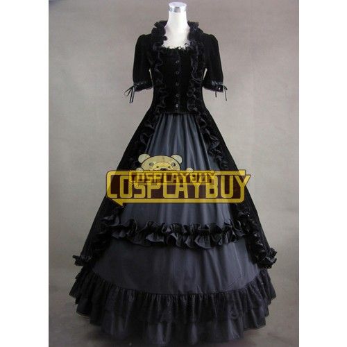 Victorian Lolita Renaissance Velvet Gothic Lolita Dress Black
