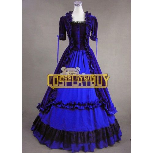 Victorian Lolita Renaissance Velvet Gothic Lolita Dress Blue