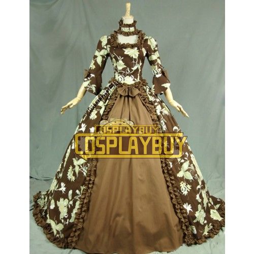 Victorian Lolita Renaissance Wedding Gothic Lolita Dress Brown Floral