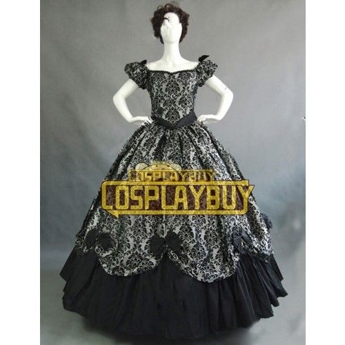 Victorian Lolita Southern Belle Brocade Gothic Lolita Dress Grey Floral