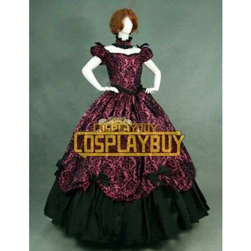 Victorian Lolita Southern Belle Brocade Gothic Lolita Dress Red Floral