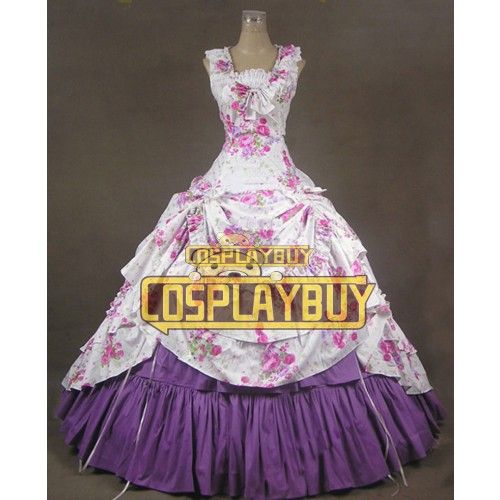 Victorian Lolita Southern Belle Civil War Sweet Gothic Lolita Dress Purple Floral