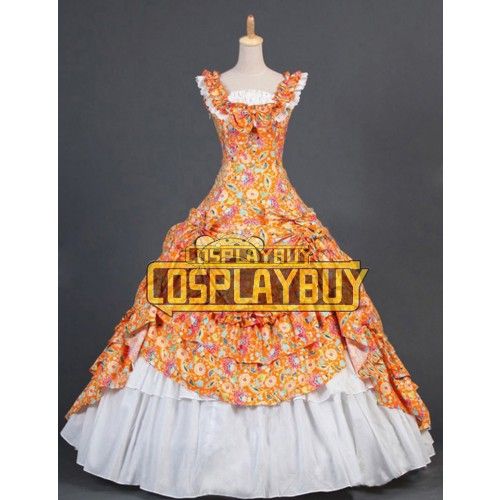 Victorian Lolita Southern Belle Formal Gothic Lolita Dress Orange Floral