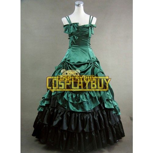 Victorian Lolita Southern Belle Gothic Lolita Dress Satin Olive