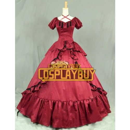 Victorian Lolita Southern Belle Reenactment Gothic Lolita Dress Burgundy