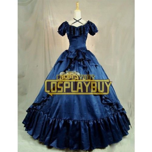 Victorian Lolita Southern Belle Reenactment Gothic Lolita Dress Blue