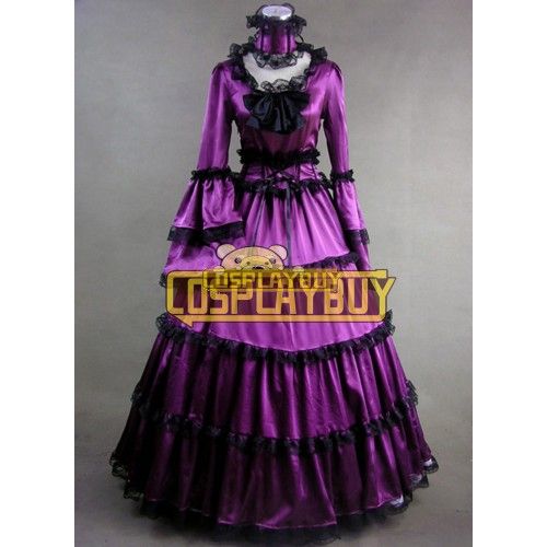 Victorian Lolita Southern Belle Satin Gothic Lolita Dress Purple
