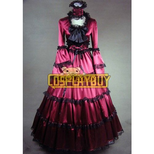 Victorian Lolita Southern Belle Satin Gothic Lolita Dress Red