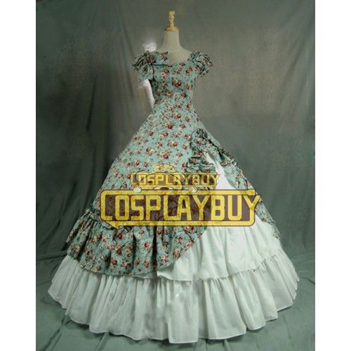 Victorian Lolita Southern Belle Theatre Gothic Lolita Dress Green Floral