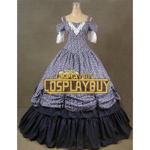 Victorian Lolita Southern Civil War Gothic Lolita Dress Blue Floral