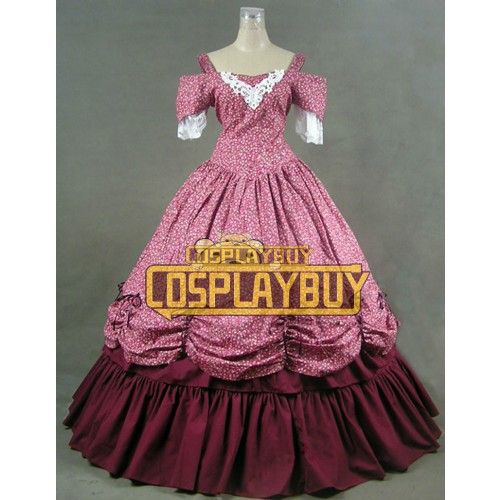 Victorian Lolita Southern Civil War Gothic Lolita Dress Red Floral