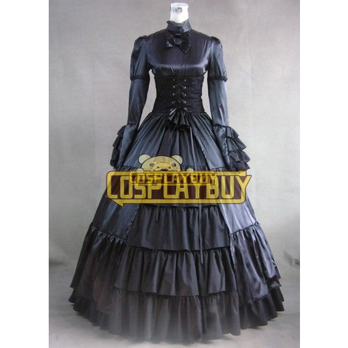 Victorian Lolita Steampunk Corset Gothic Lolita Dress Black