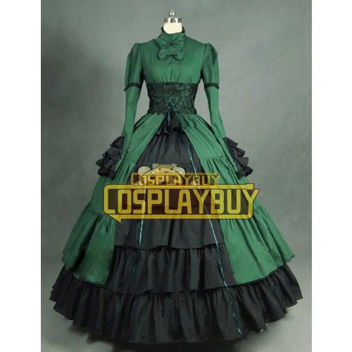 Victorian Lolita Steampunk Corset Gothic Lolita Dress Olive