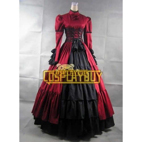Victorian Lolita Steampunk Corset Gothic Lolita Dress Red