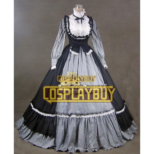 Victorian Lolita Steampunk Gothic Lolita Dress Black Stripe