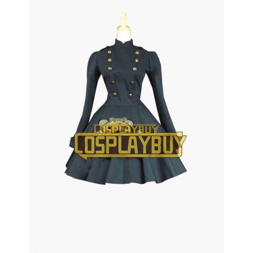 Victorian Lolita Steampunk Military Coat Gothic Lolita Dress Black