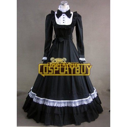Victorian Lolita Sweet Cotton Black Gothic Lolita Dress