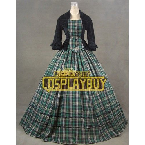 Victorian Lolita Tartan Civil War Gothic Lolita Dress Green