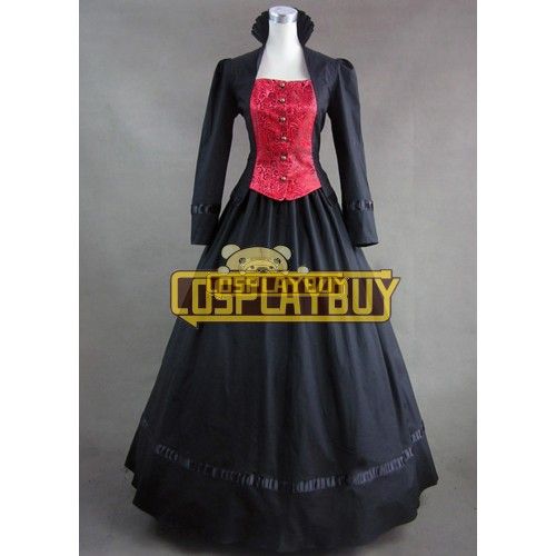 Victorian Lolita Vintage Brocade Gothic Lolita Dress Black