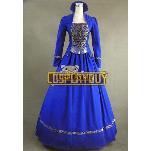 Victorian Lolita Vintage Brocade Gothic Lolita Dress Blue