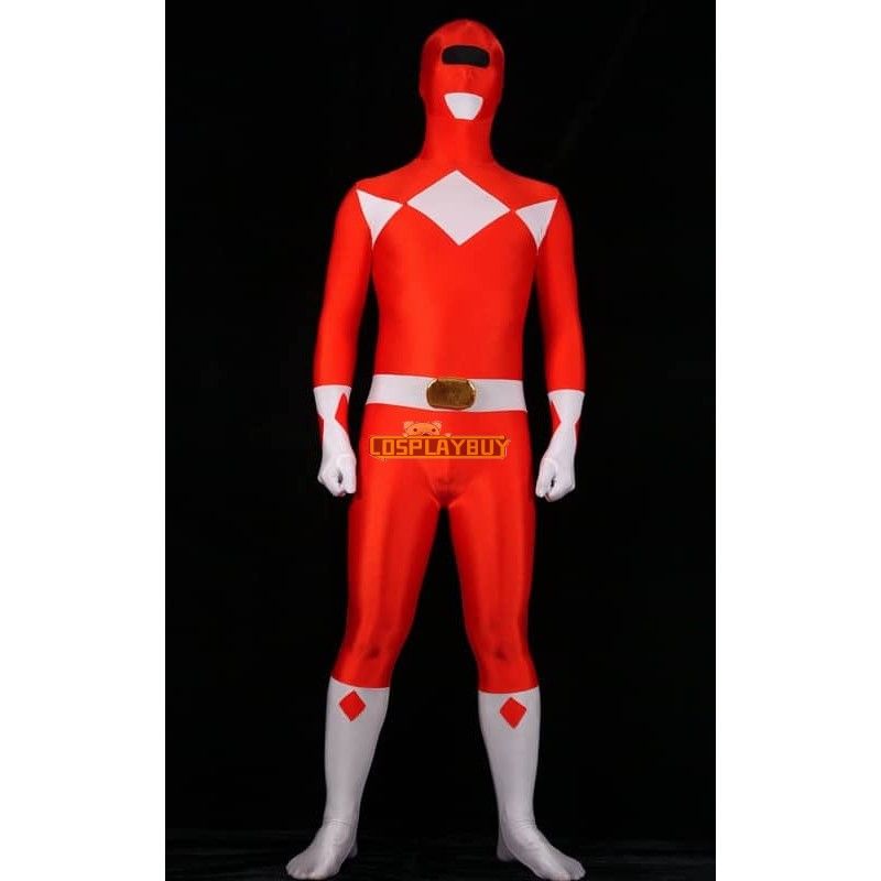 Red Spandex Power Rangers Superhero Zentai Body Costume
