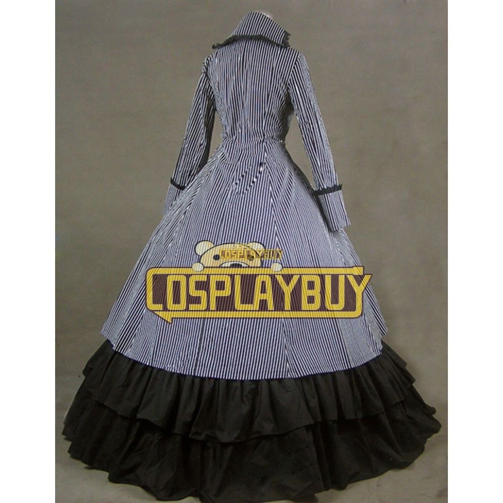 Victorian Lolita Reenactment Cotton Stripe Gothic Lolita Dress