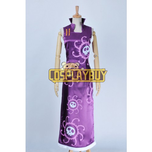 One Piece Cosplay Costume Pirate Empress Boa Hancock Purple Cheongsam Dress