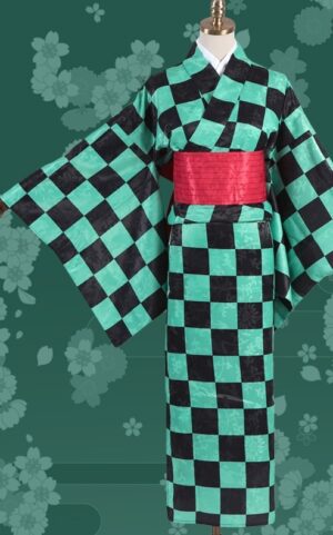 Demon Slayer Tanjiro Kamado Female Kimono Cosplay Costume