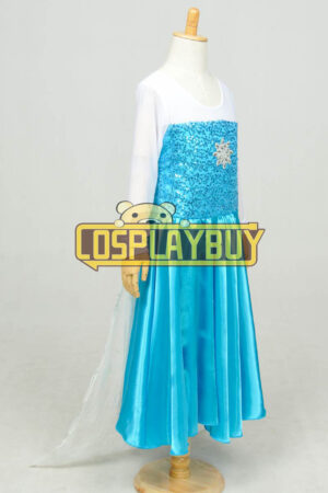 Frozen Cosplay Elsa Satin Blue Children Dress