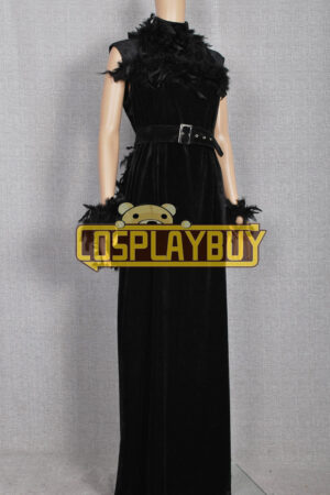 Historical Retro Black Feather Ball Gown