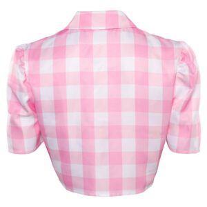 Movie Barbie 2023 Barbie Pink Lattice Short-sleeved Vest Cosplay Costume