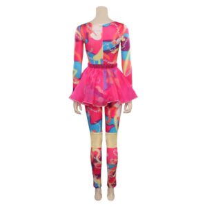 Movie Barbie 2023 Margot Robbie Barbie Jump Bodydress Cosplay Costume -Coshduk