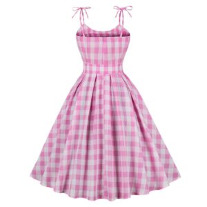 Movie Barbie 2023 Margot Robbie Barbie Pink Bow Dress Cosplay Costume -Coshduk