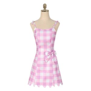 Movie Barbie 2023 Margot Robbie Barbie Pink Plaid Skirt Hat Cosplay Costume