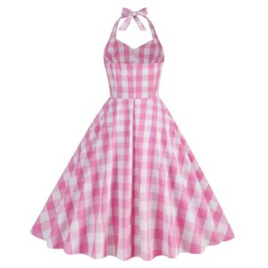 Movie Barbie 2023 Margot Robbie Barbie Retro Dress Cosplay Costume