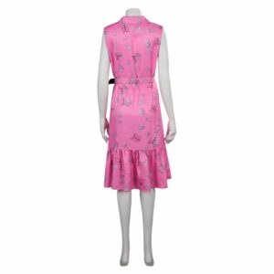 Movie Barbie 2023 Margot Robbie Barbie Sleeveless Printed Dress Cosplay Costume -Coshduk
