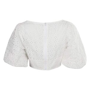 Movie Barbie Margot Robbie Puff Sleeves White Cropped Top Cosplay Costume