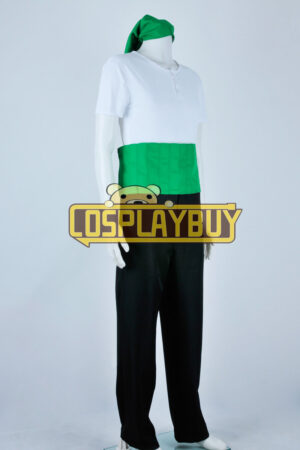 One Piece Cosplay Roronoa Zoro White Green Costume