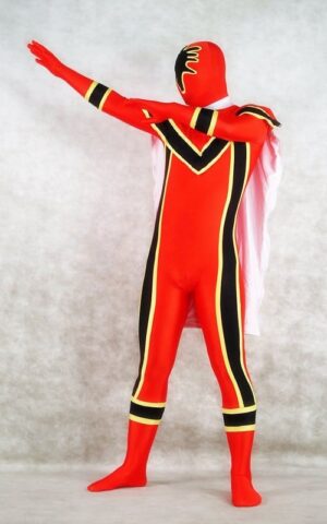 Red and Black Spandex Power Rangers Superhero Zentai Body Costume