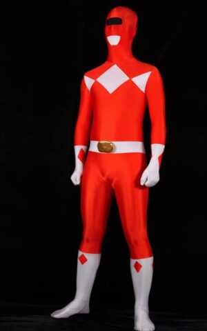 Red Spandex Power Rangers Superhero Zentai Body Costume
