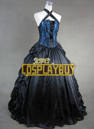 Victorian Lolita Brocaded Frill Gothic Lolita Dress Blue