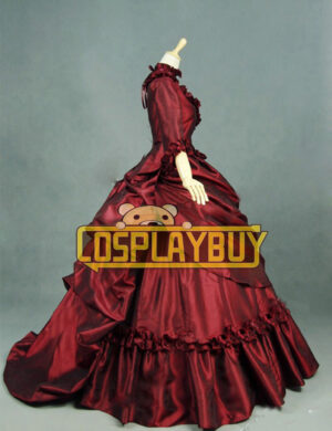 Victorian Lolita Bustle Period Reenactment Gothic Lolita Dress Burgundy