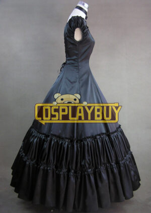 Victorian Lolita Civil War Gothic Lolita Dress Satin Black