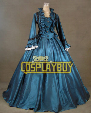 Victorian Lolita Civil War Satin Evening Gothic Lolita Dress Emerald