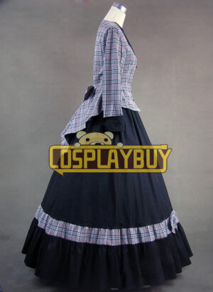 Victorian Lolita Civil War Tartan Gothic Lolita Dress Dark Blue