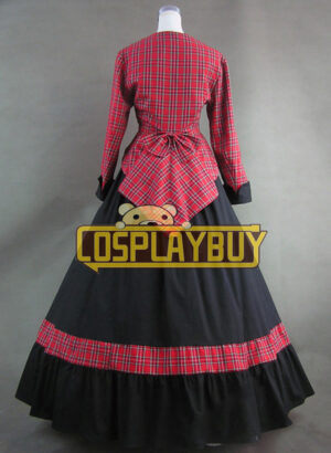 Victorian Lolita Civil War Tartan Gothic Lolita Dress Red